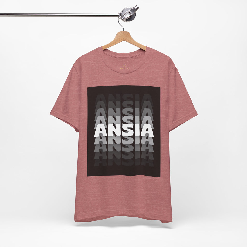 ANSIA Fade Graphic Tee — Monochrome Retro Text Shirt