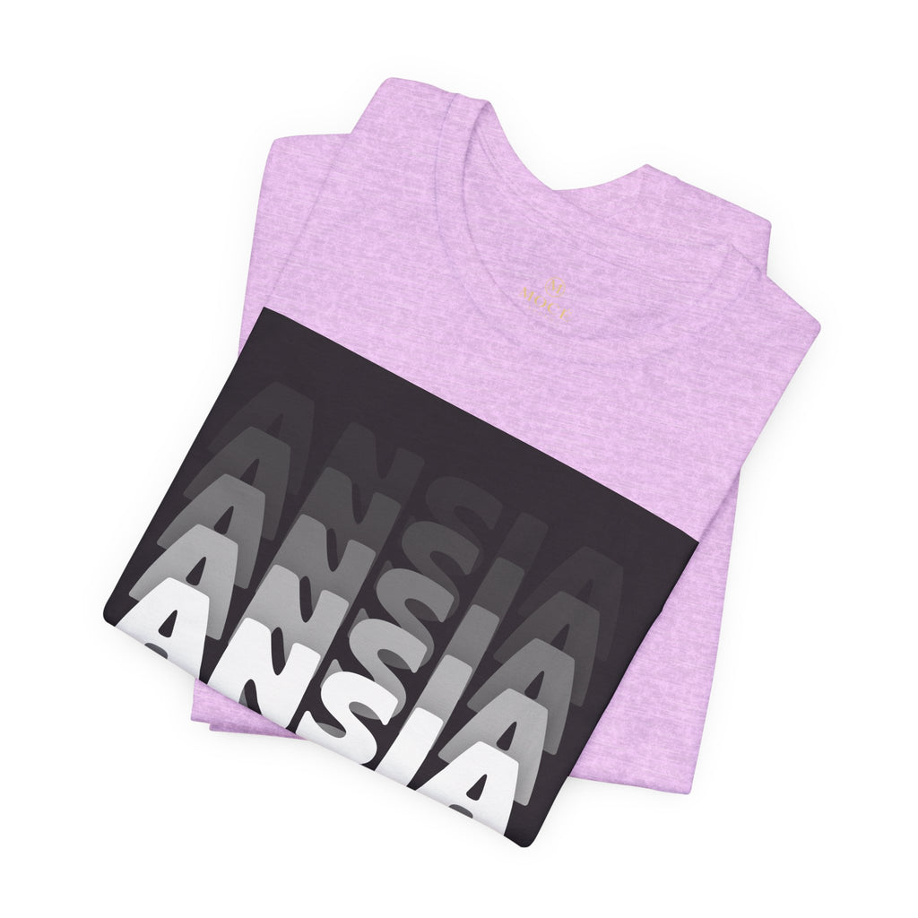 ANSIA Fade Graphic Tee — Monochrome Retro Text Shirt