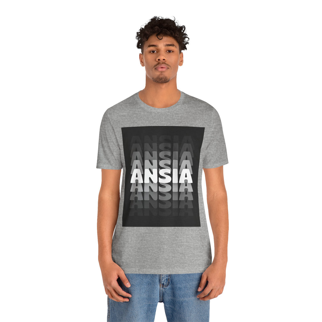 ANSIA Fade Graphic Tee — Monochrome Retro Text Shirt