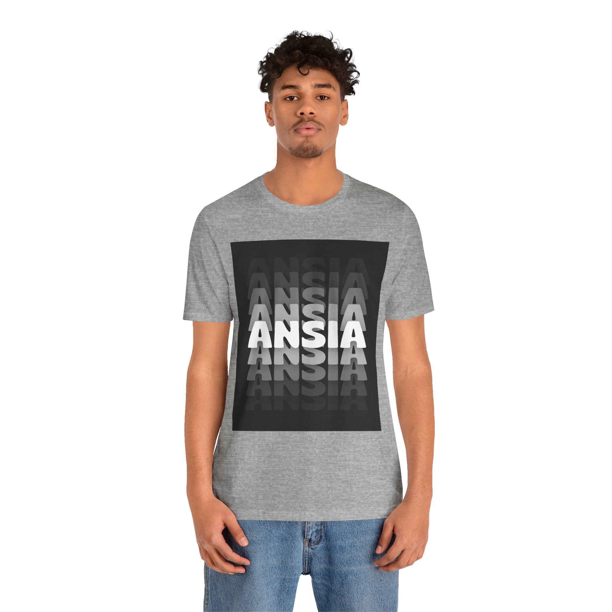 ANSIA Fade Graphic Tee — Monochrome Retro Text Shirt