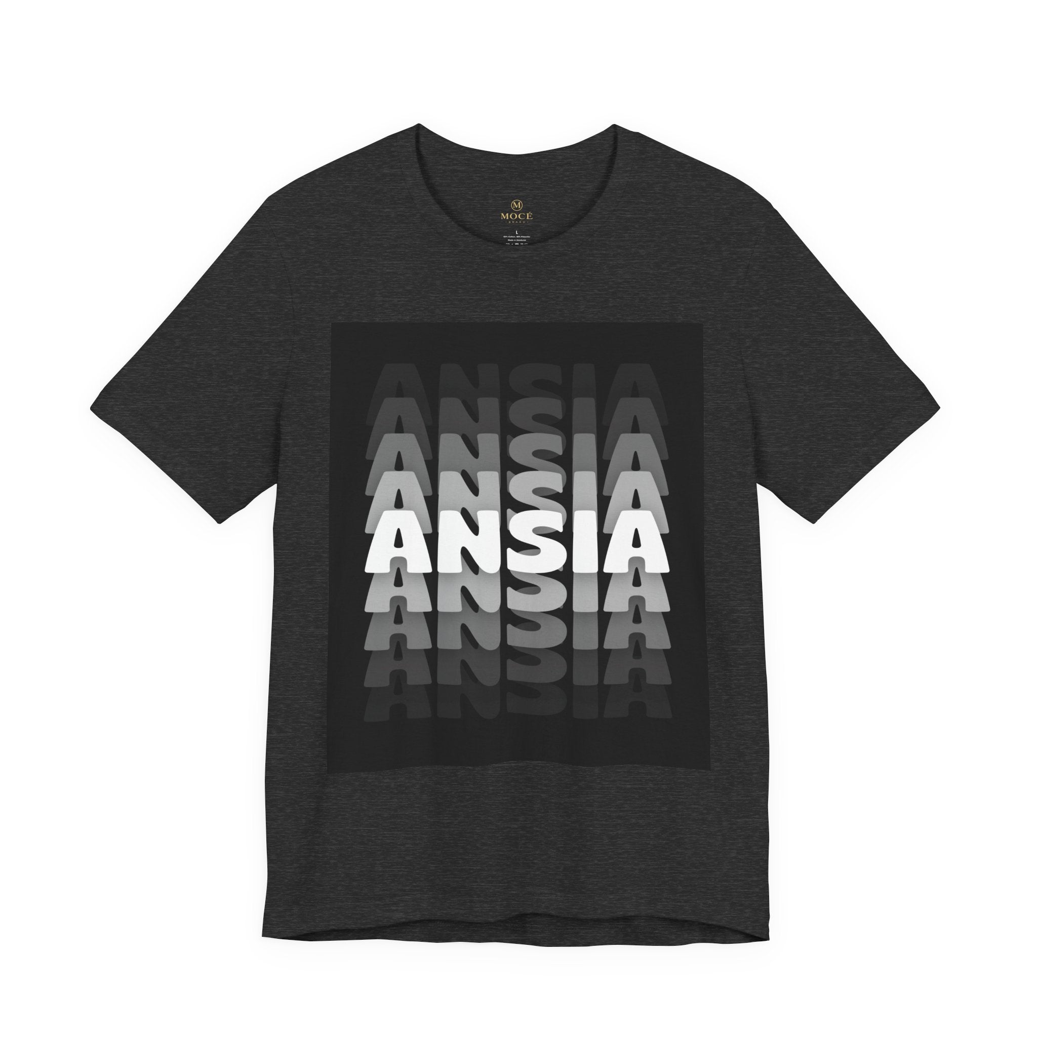 ANSIA Fade Graphic Tee — Monochrome Retro Text Shirt