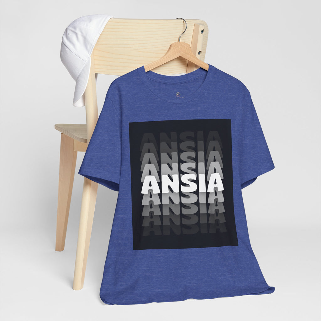 ANSIA Fade Graphic Tee — Monochrome Retro Text Shirt