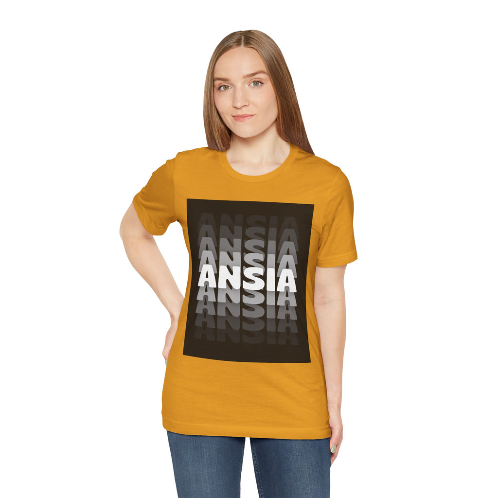 ANSIA Fade Graphic Tee — Monochrome Retro Text Shirt