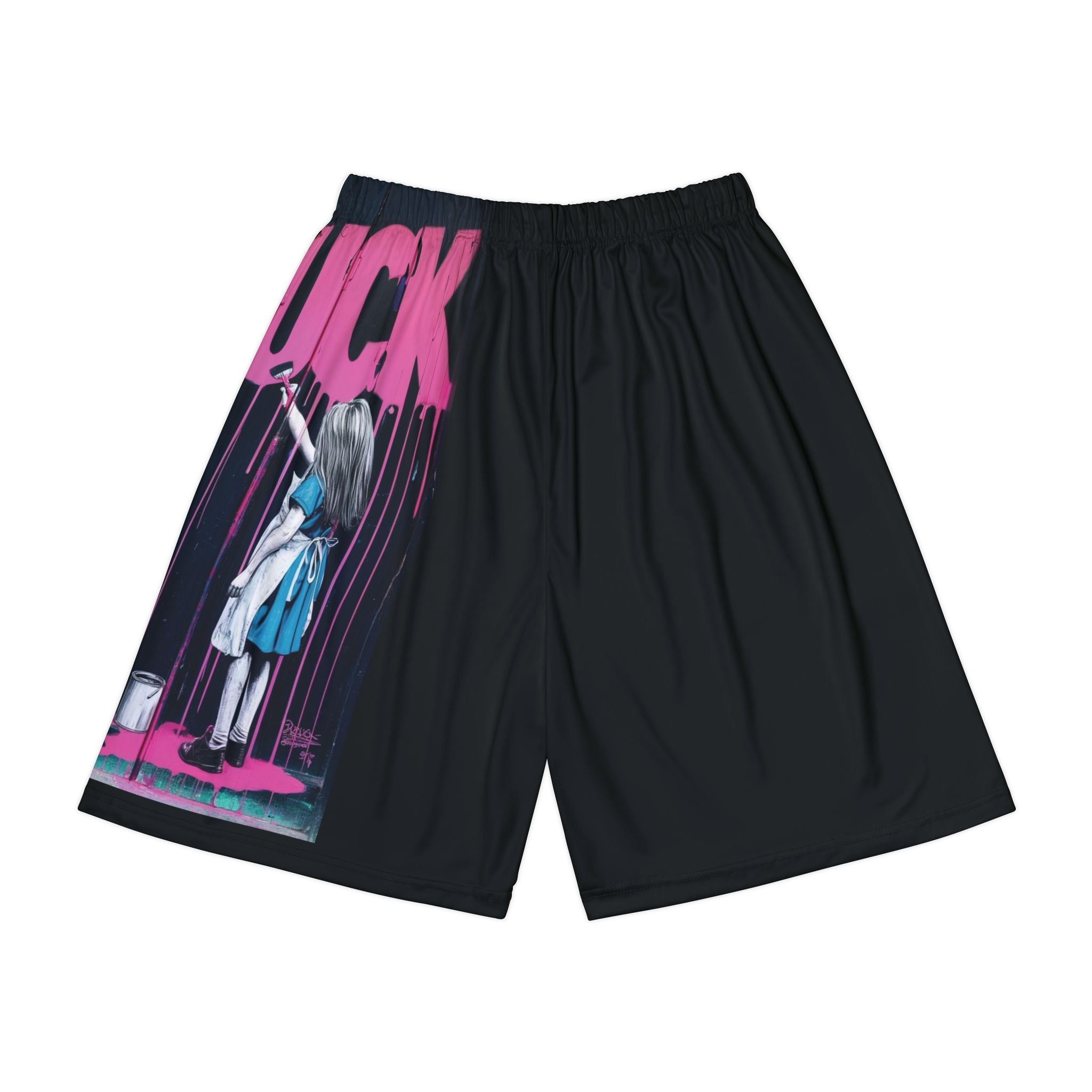 Graphic Sports Shorts — Neon Pink Drip Girl Design