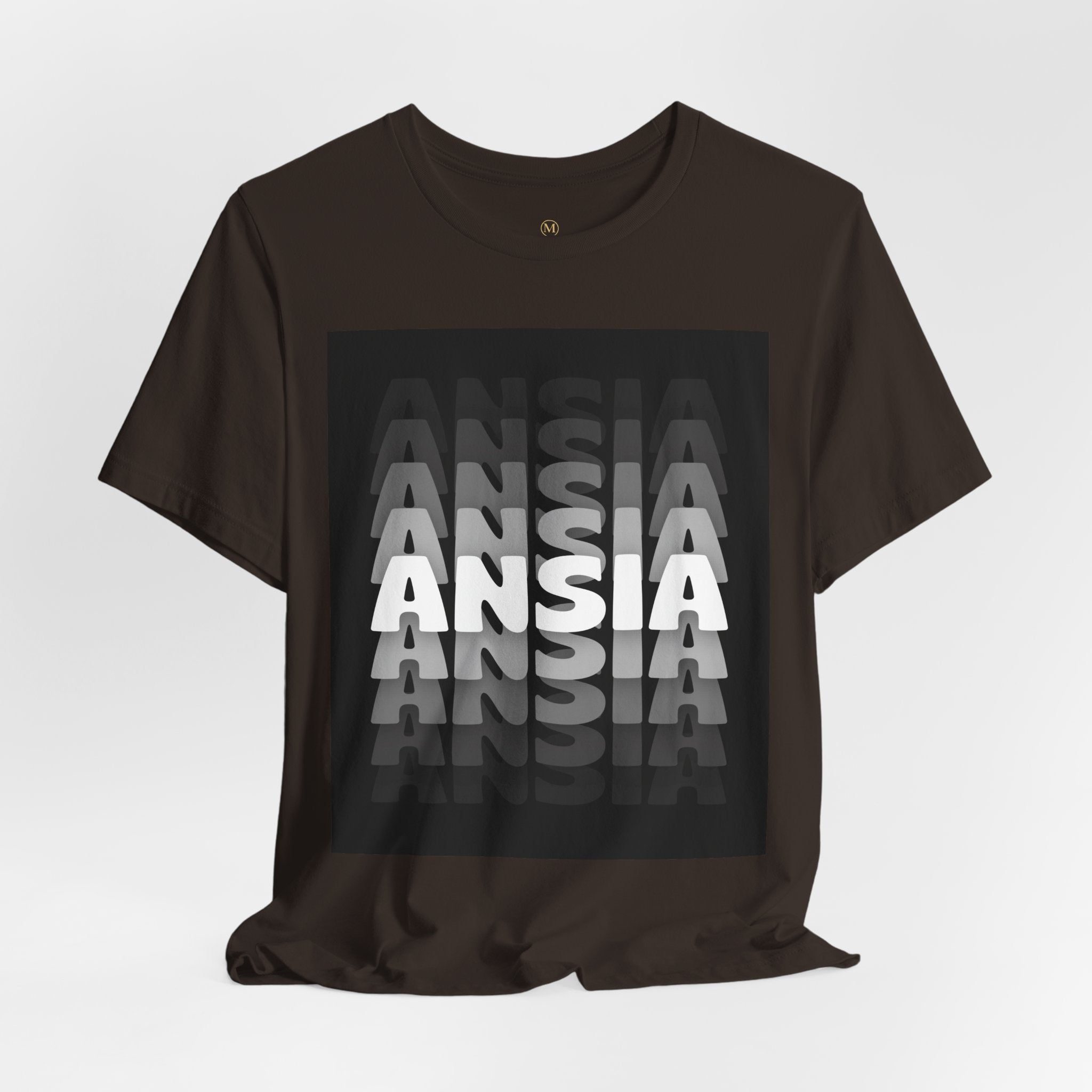 ANSIA Fade Graphic Tee — Monochrome Retro Text Shirt