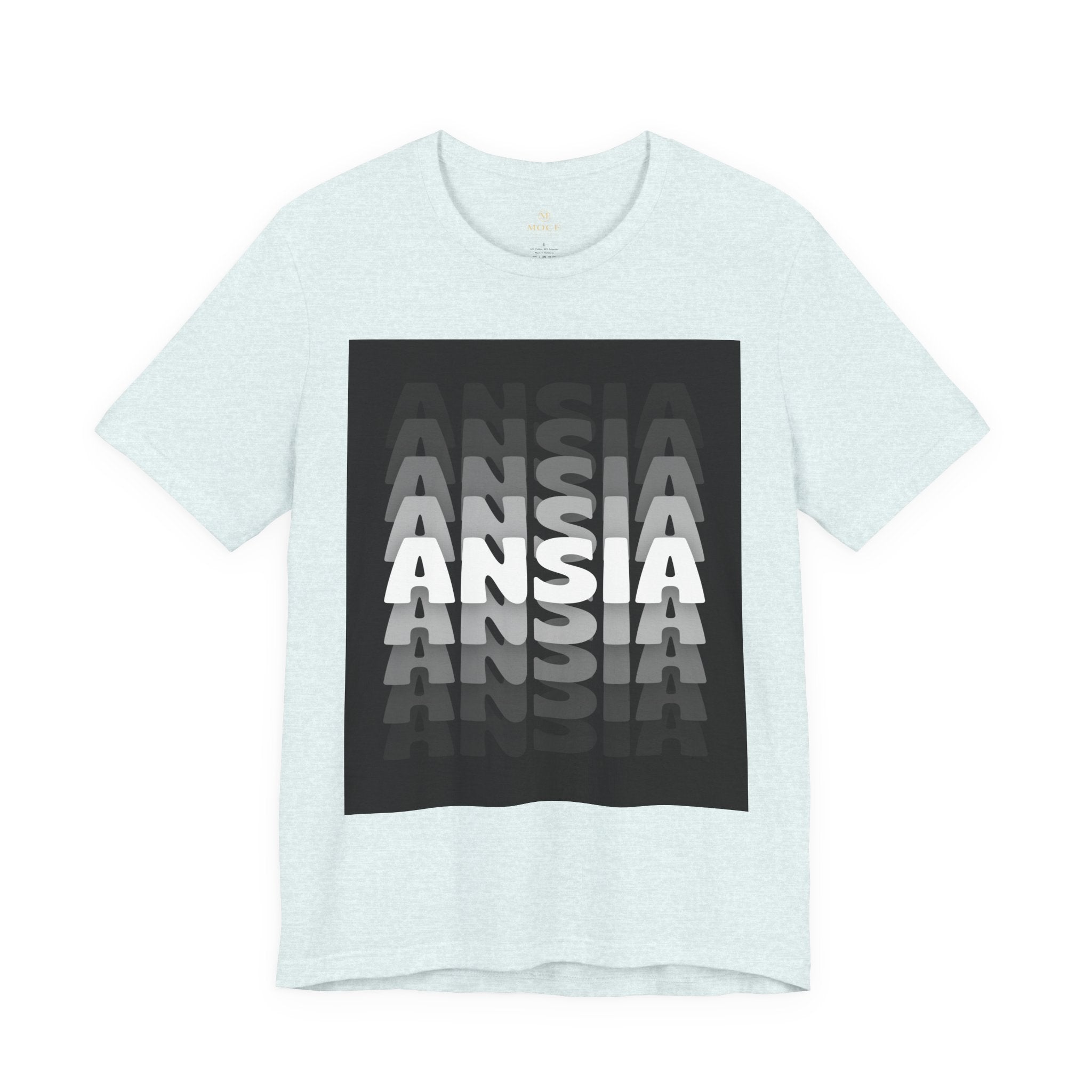 ANSIA Fade Graphic Tee — Monochrome Retro Text Shirt