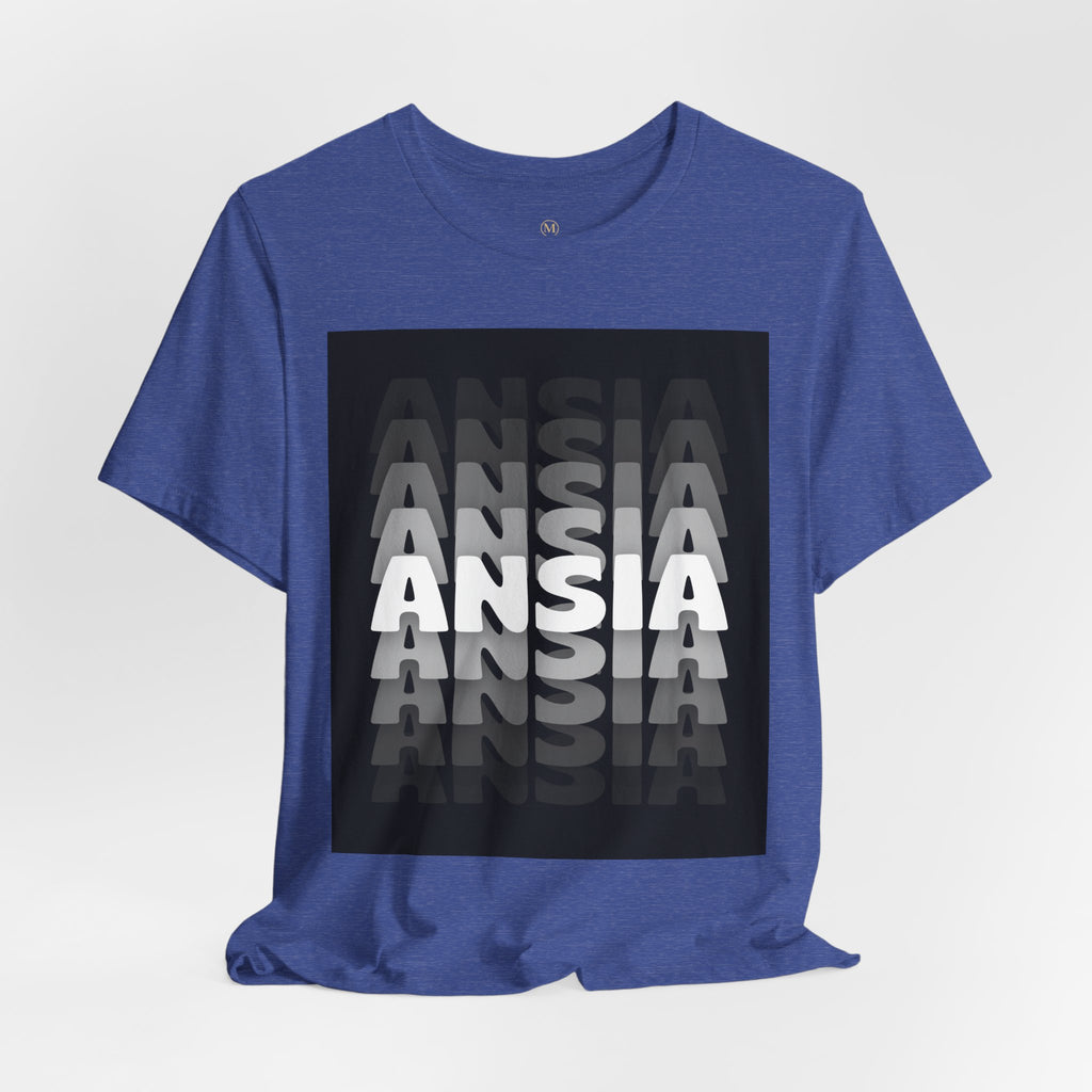 ANSIA Fade Graphic Tee — Monochrome Retro Text Shirt
