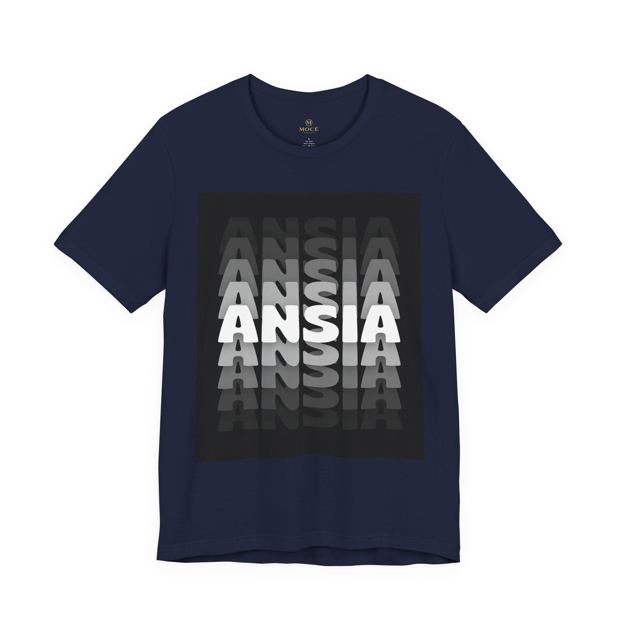 ANSIA Fade Graphic Tee — Monochrome Retro Text Shirt