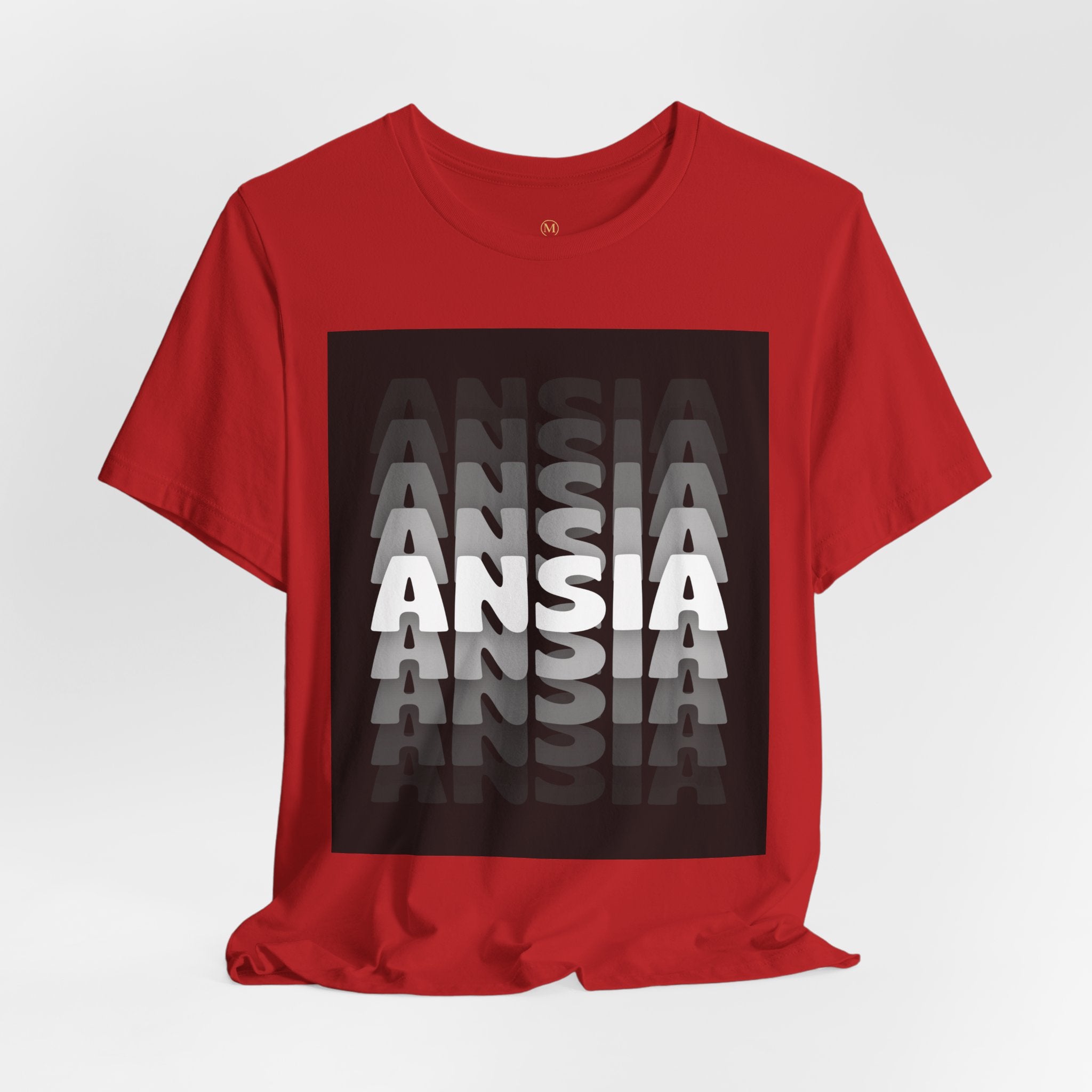 ANSIA Fade Graphic Tee — Monochrome Retro Text Shirt