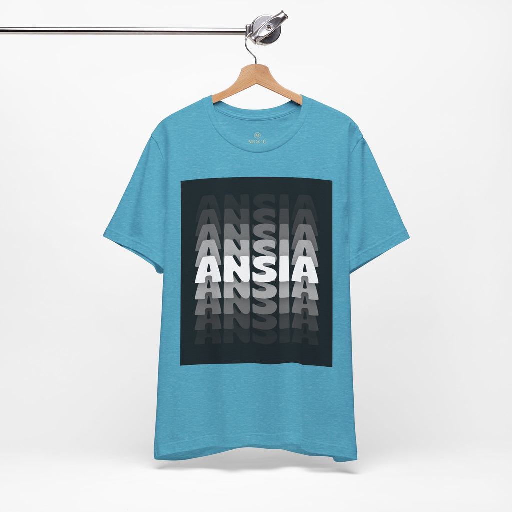 ANSIA Fade Graphic Tee — Monochrome Retro Text Shirt