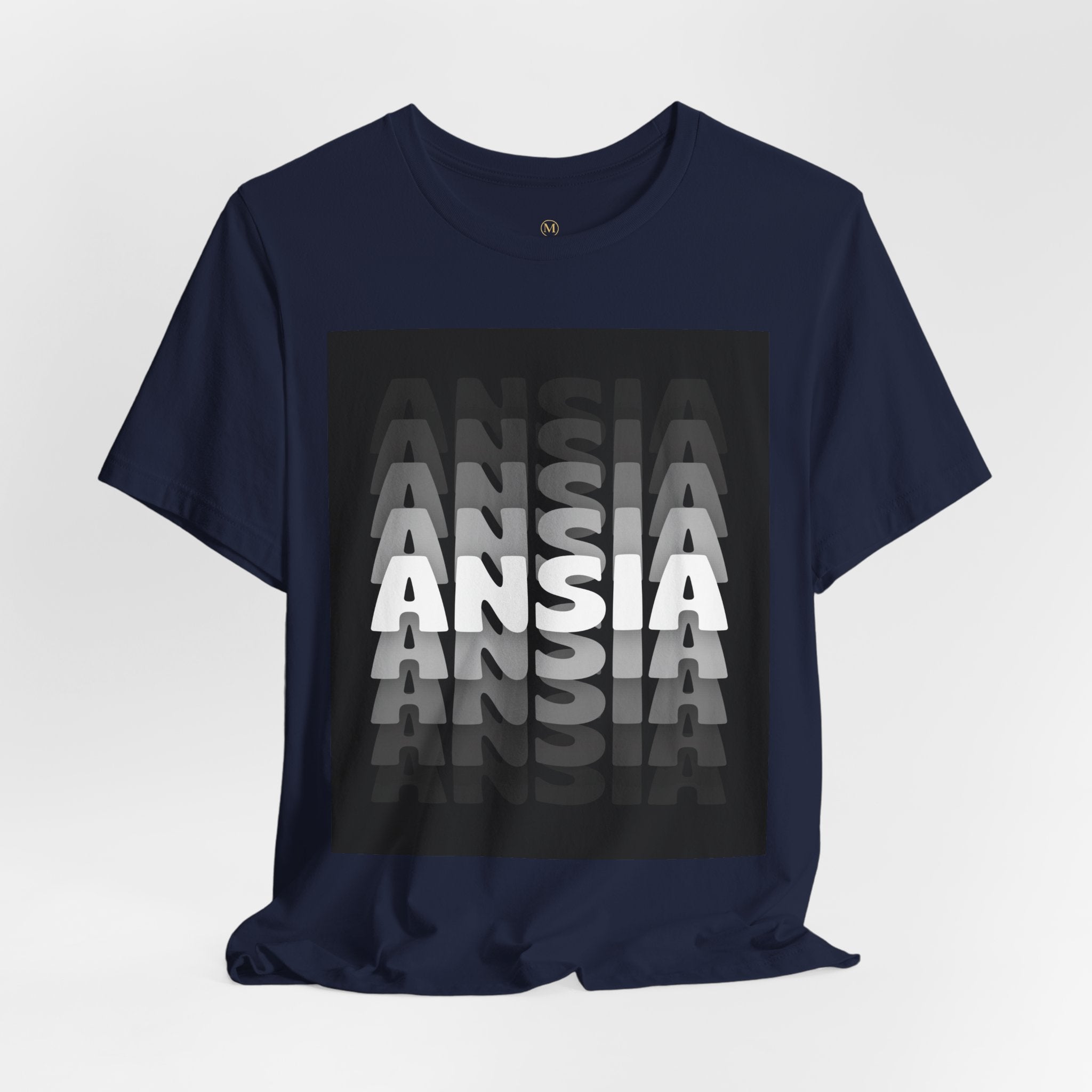 ANSIA Fade Graphic Tee — Monochrome Retro Text Shirt