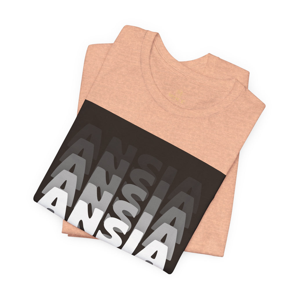 ANSIA Fade Graphic Tee — Monochrome Retro Text Shirt