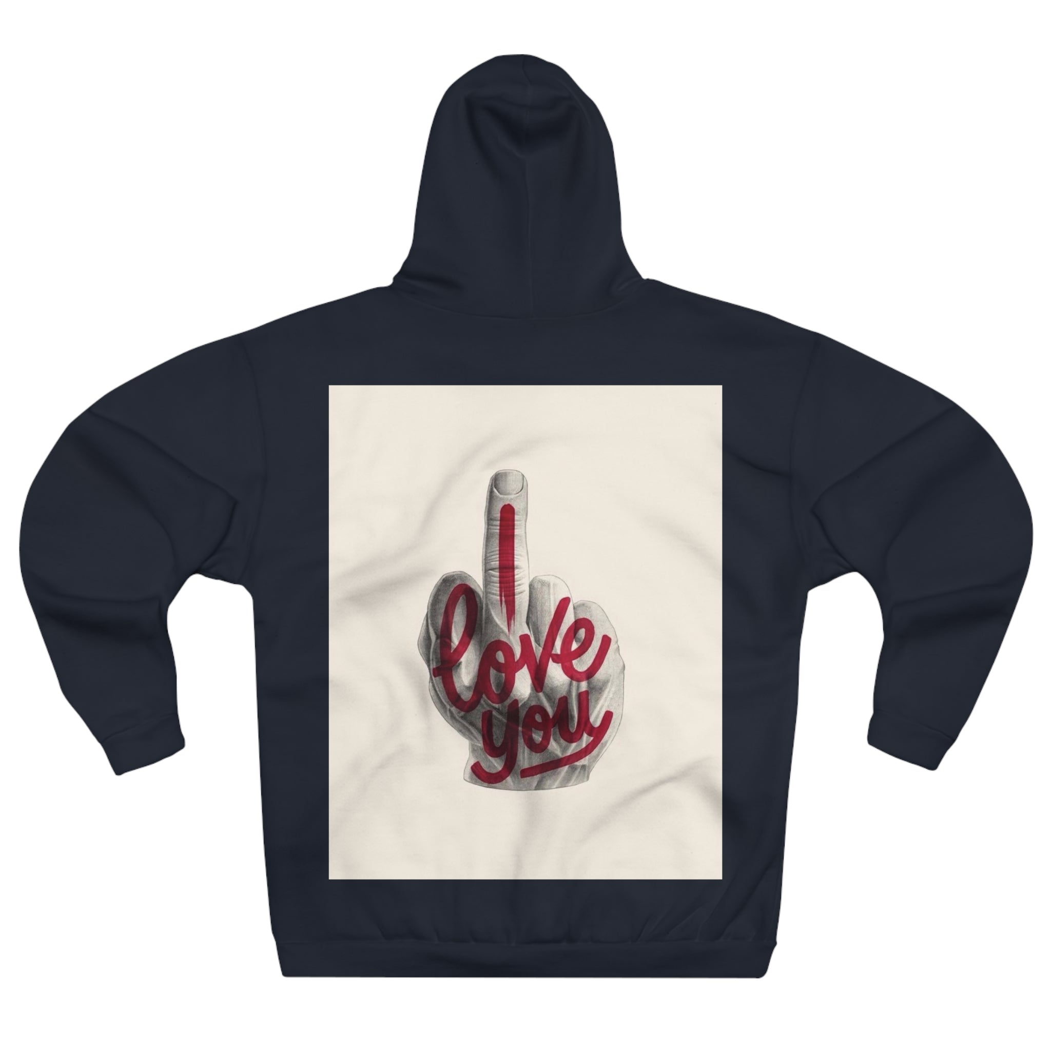 Hoodie - 'Love You' Balloon Middle Finger Graphic Pullover