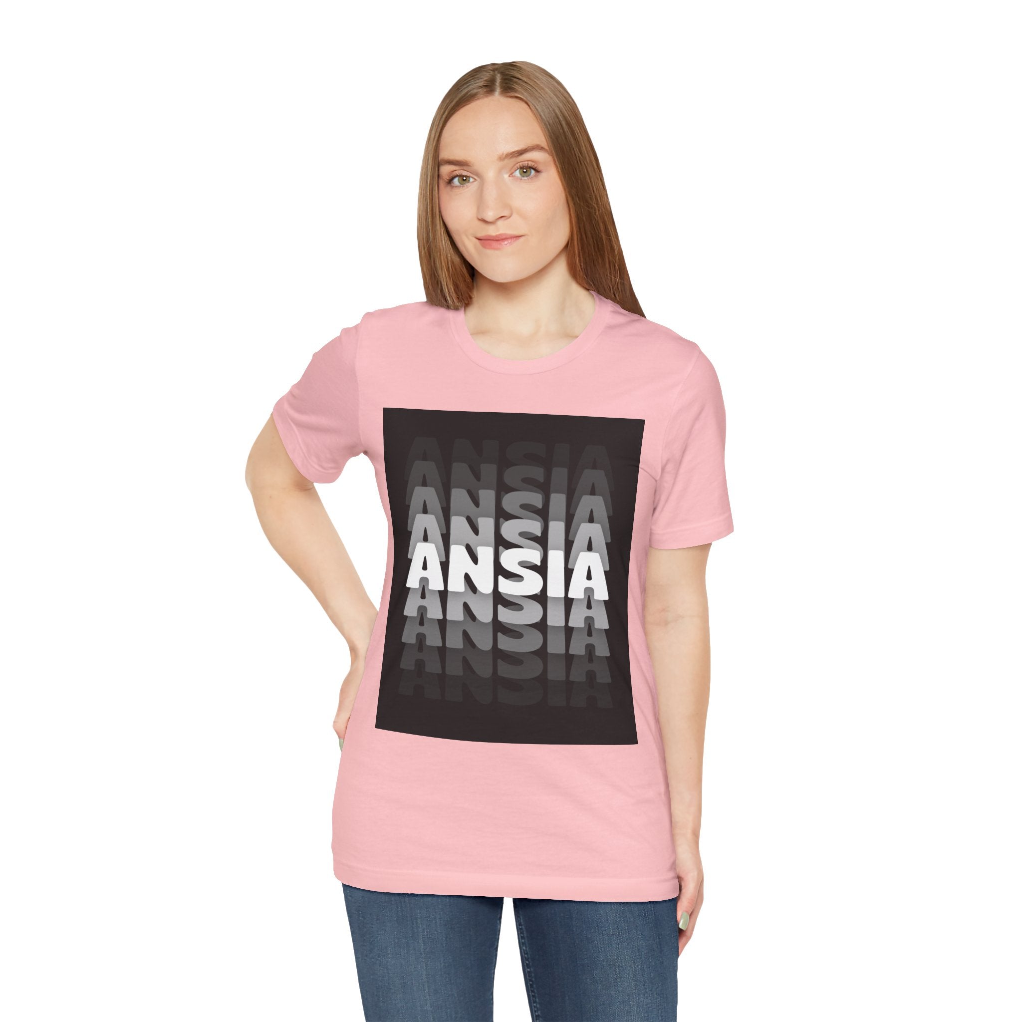 ANSIA Fade Graphic Tee — Monochrome Retro Text Shirt