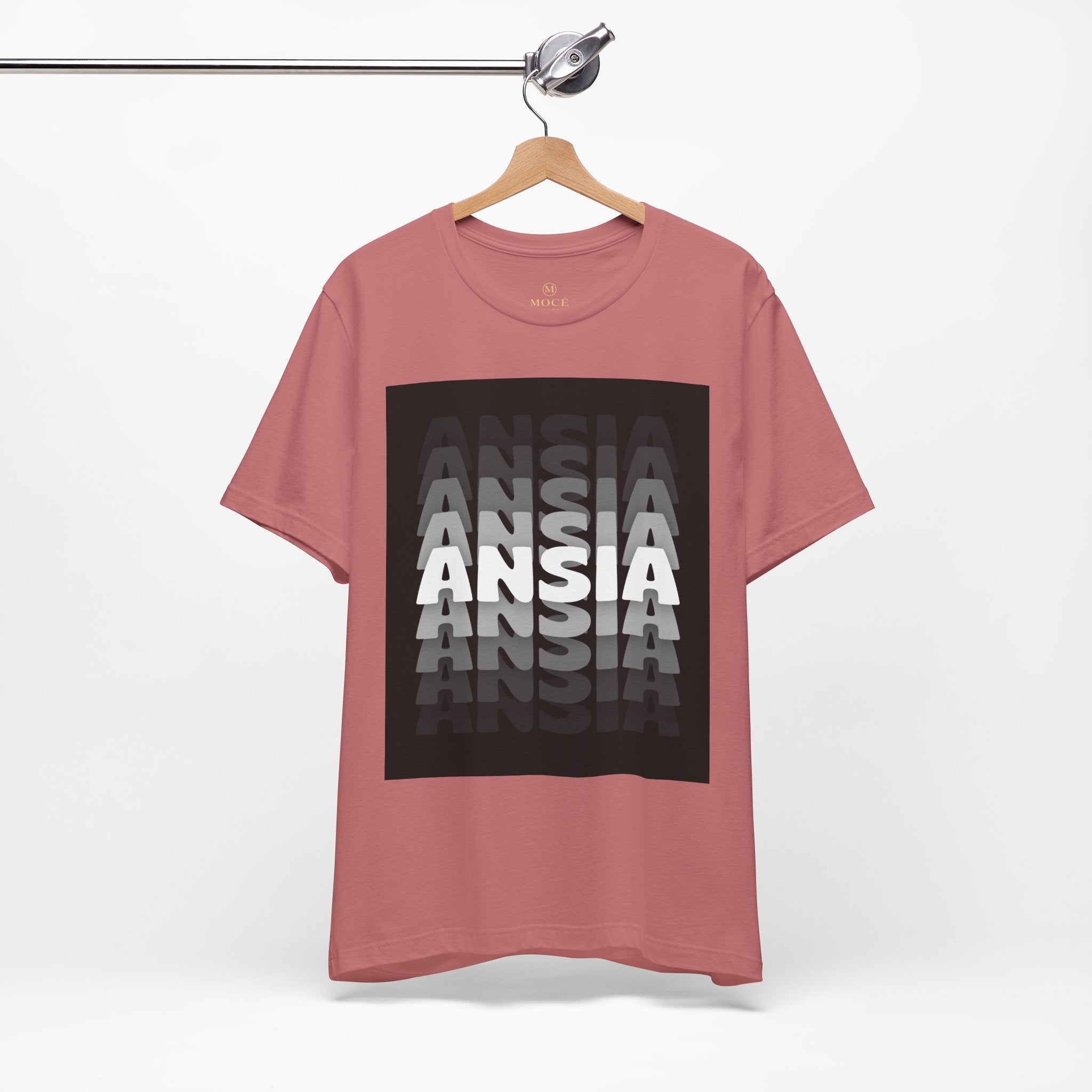 ANSIA Fade Graphic Tee — Monochrome Retro Text Shirt