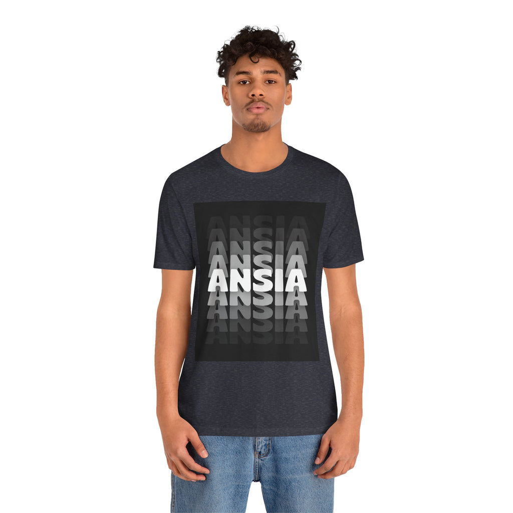 ANSIA Fade Graphic Tee — Monochrome Retro Text Shirt