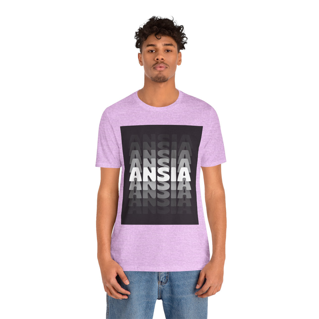 ANSIA Fade Graphic Tee — Monochrome Retro Text Shirt
