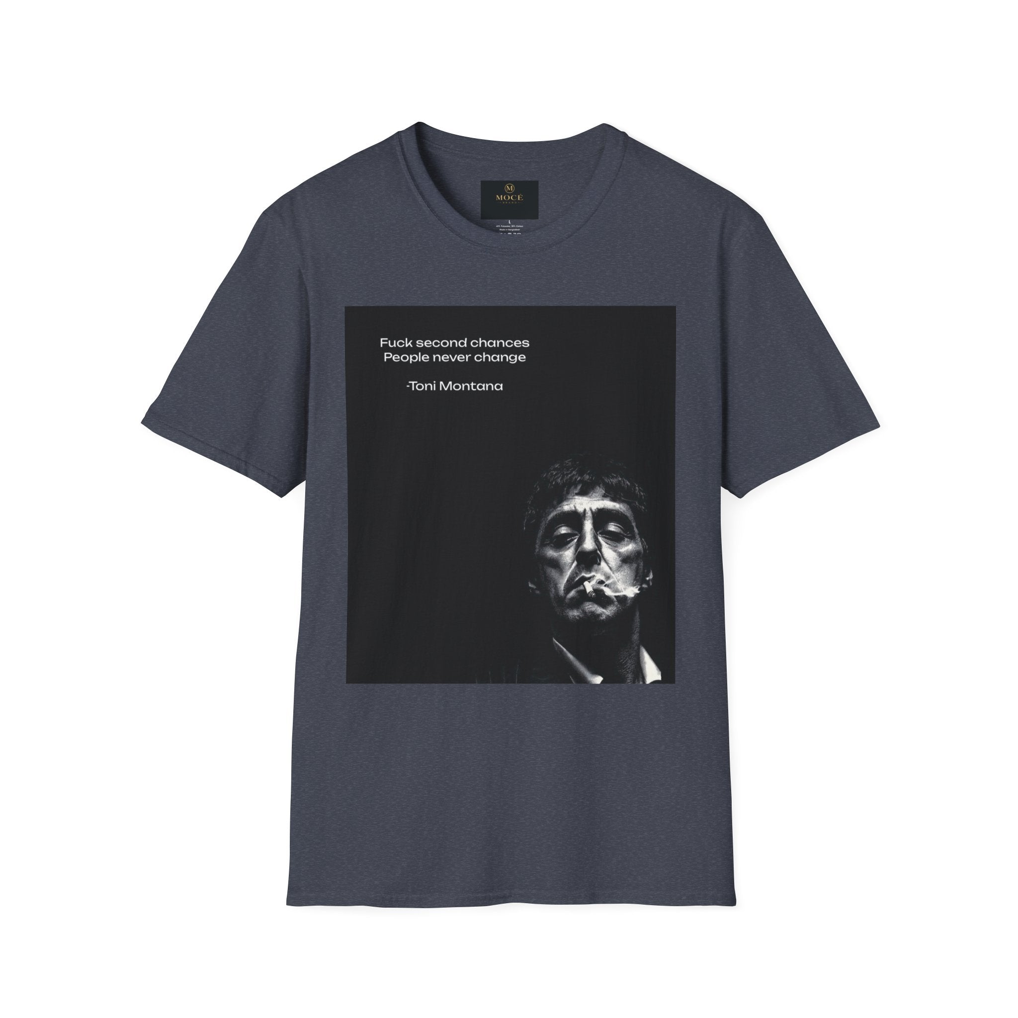 Scarface Noir Portrait T-Shirt — "Push yourself" Quote Graphic Tee