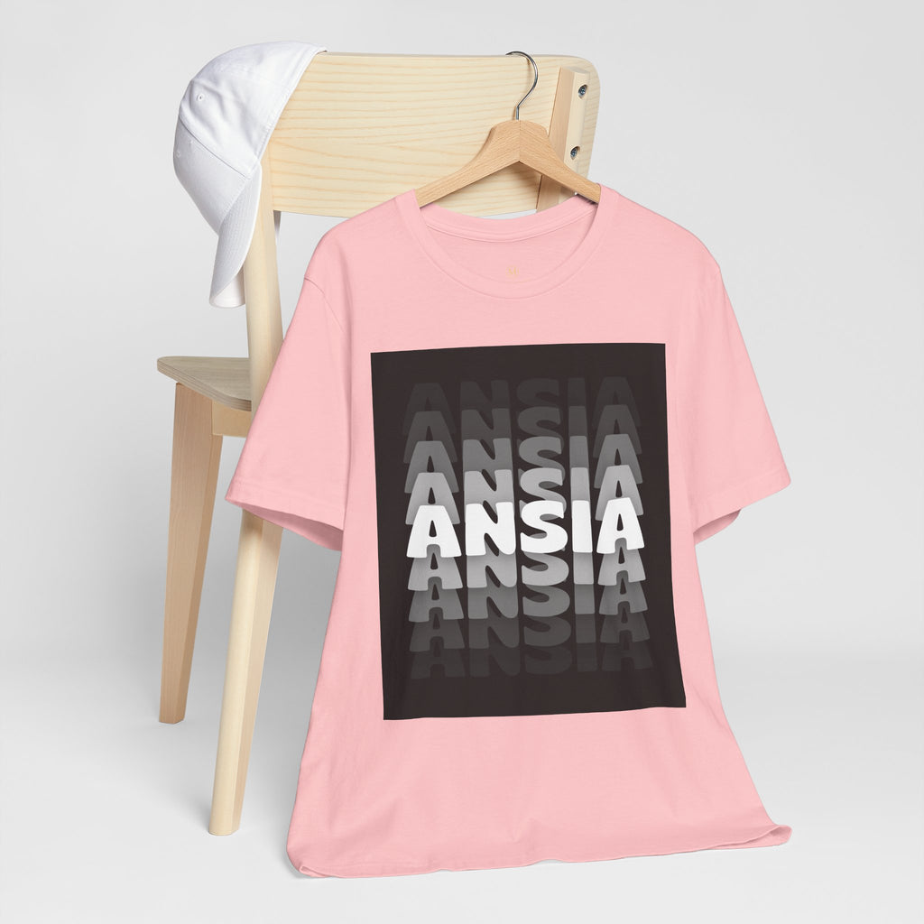 ANSIA Fade Graphic Tee — Monochrome Retro Text Shirt