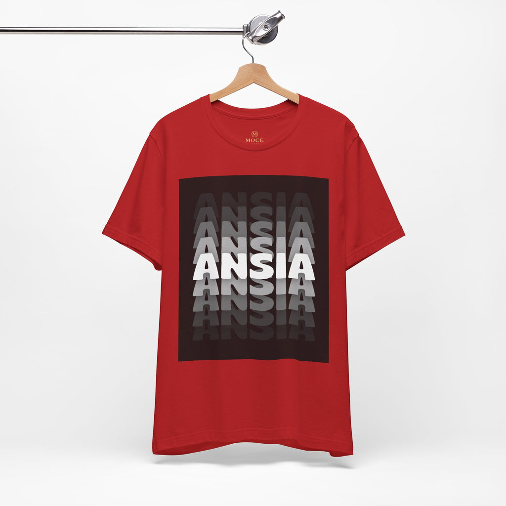 ANSIA Fade Graphic Tee — Monochrome Retro Text Shirt