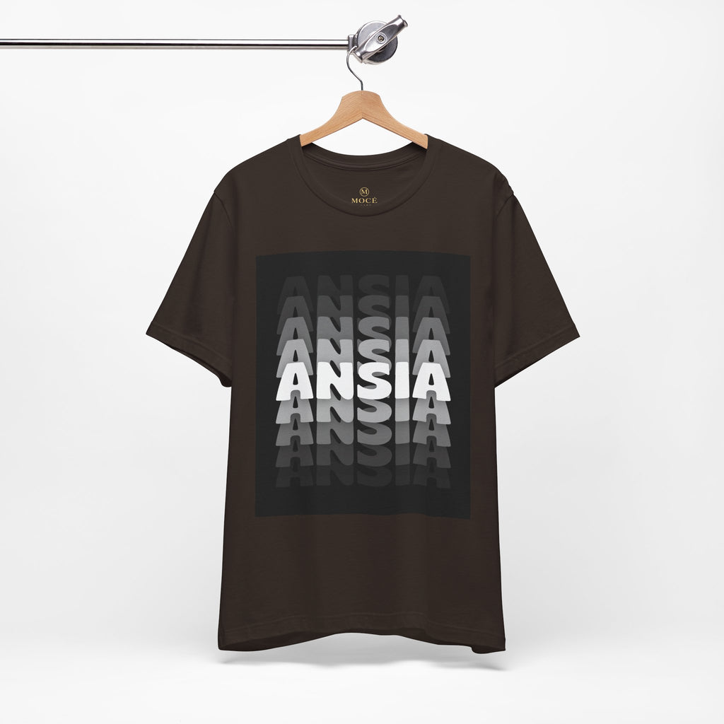 ANSIA Fade Graphic Tee — Monochrome Retro Text Shirt