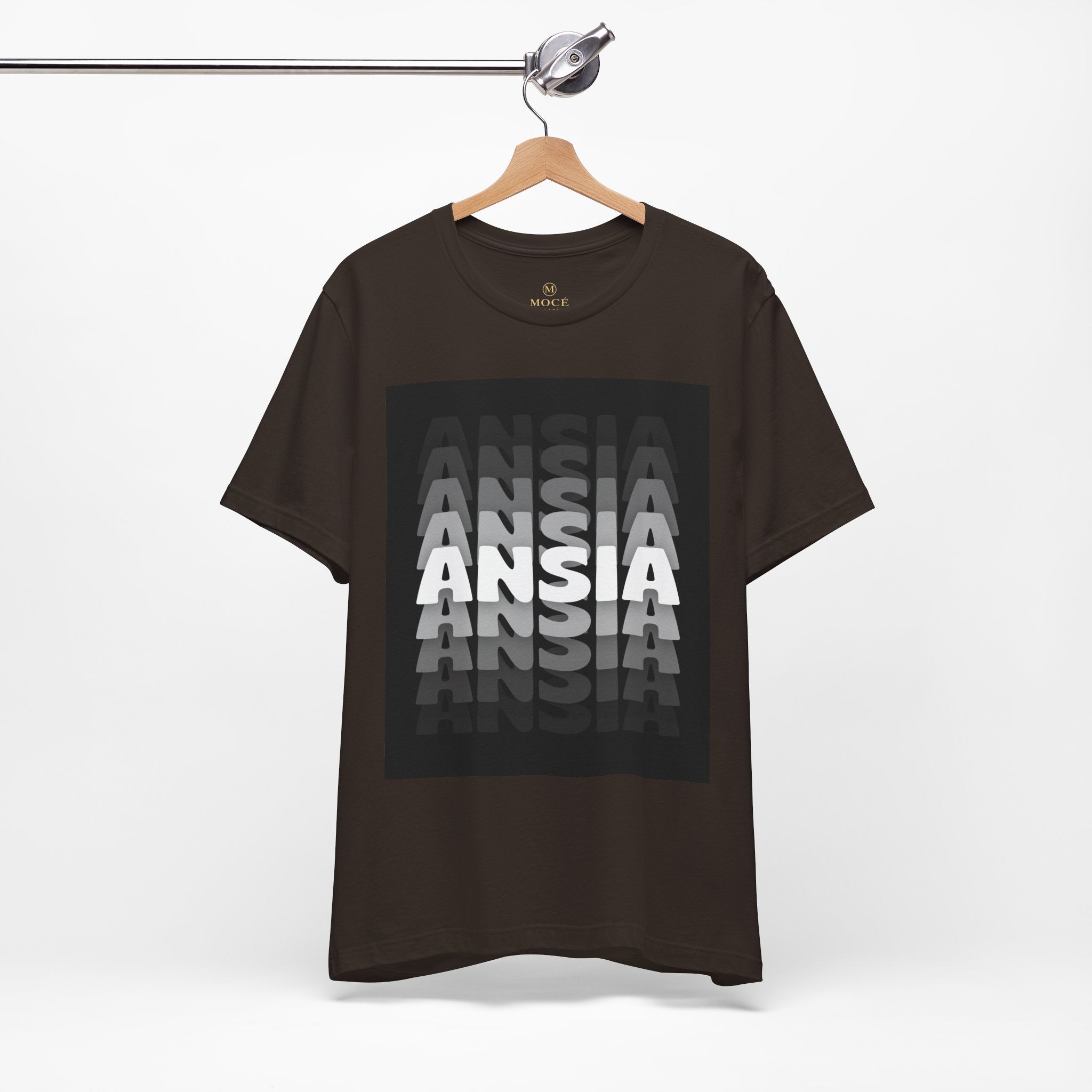 ANSIA Fade Graphic Tee — Monochrome Retro Text Shirt