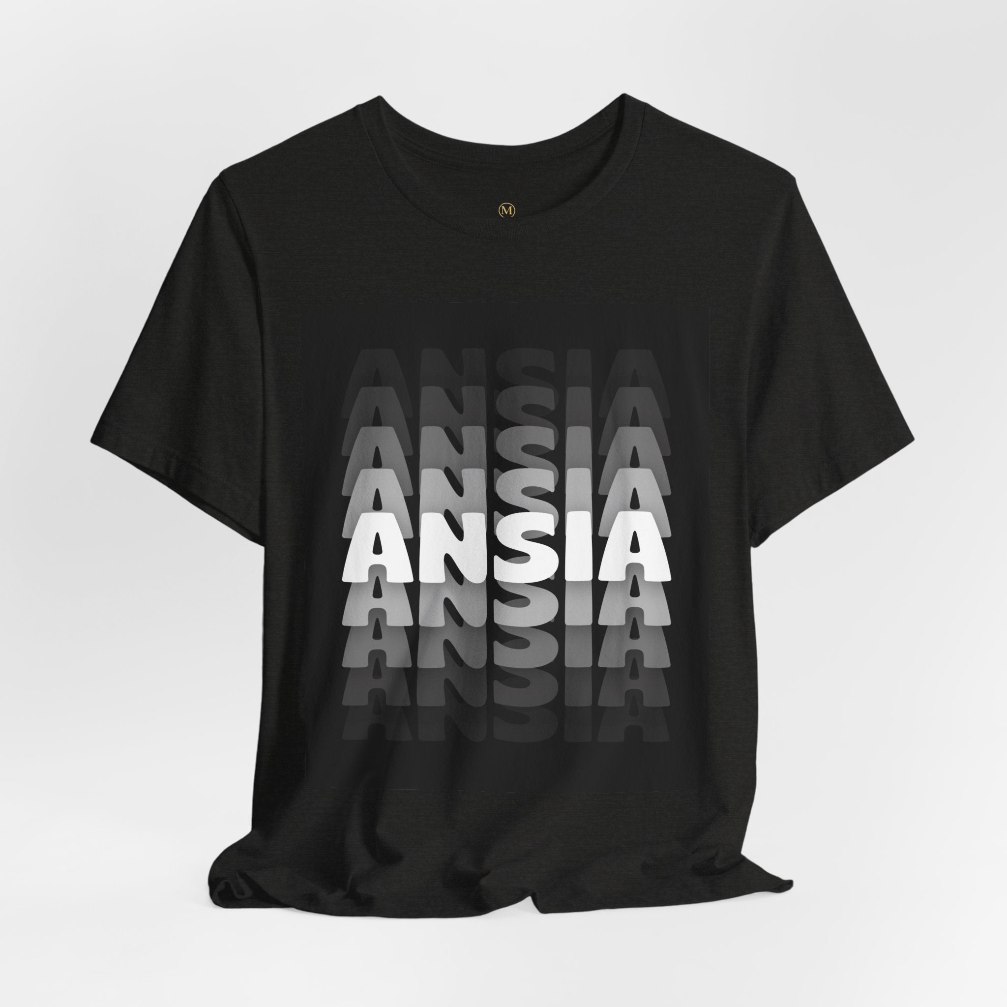 ANSIA Fade Graphic Tee — Monochrome Retro Text Shirt