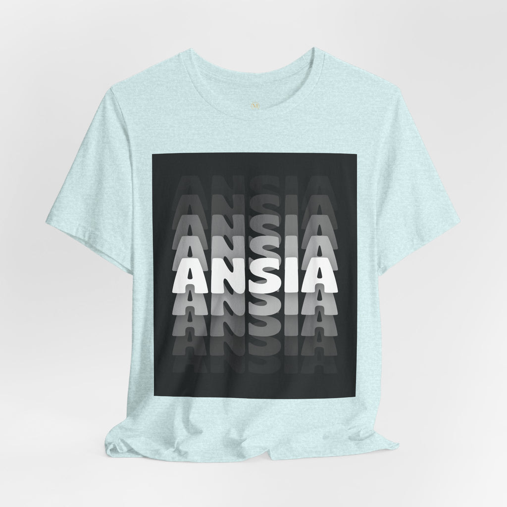 ANSIA Fade Graphic Tee — Monochrome Retro Text Shirt