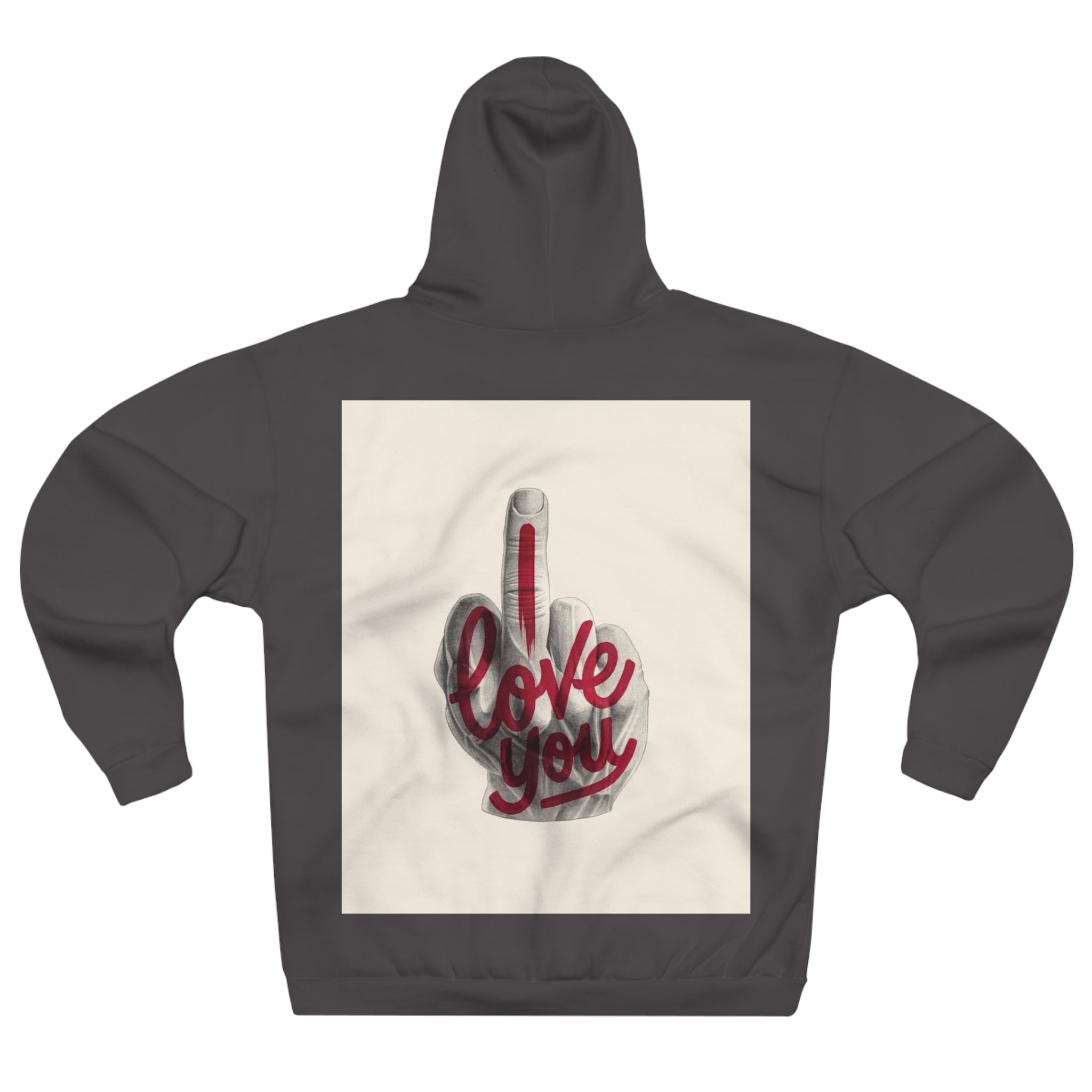 Hoodie - 'Love You' Balloon Middle Finger Graphic Pullover
