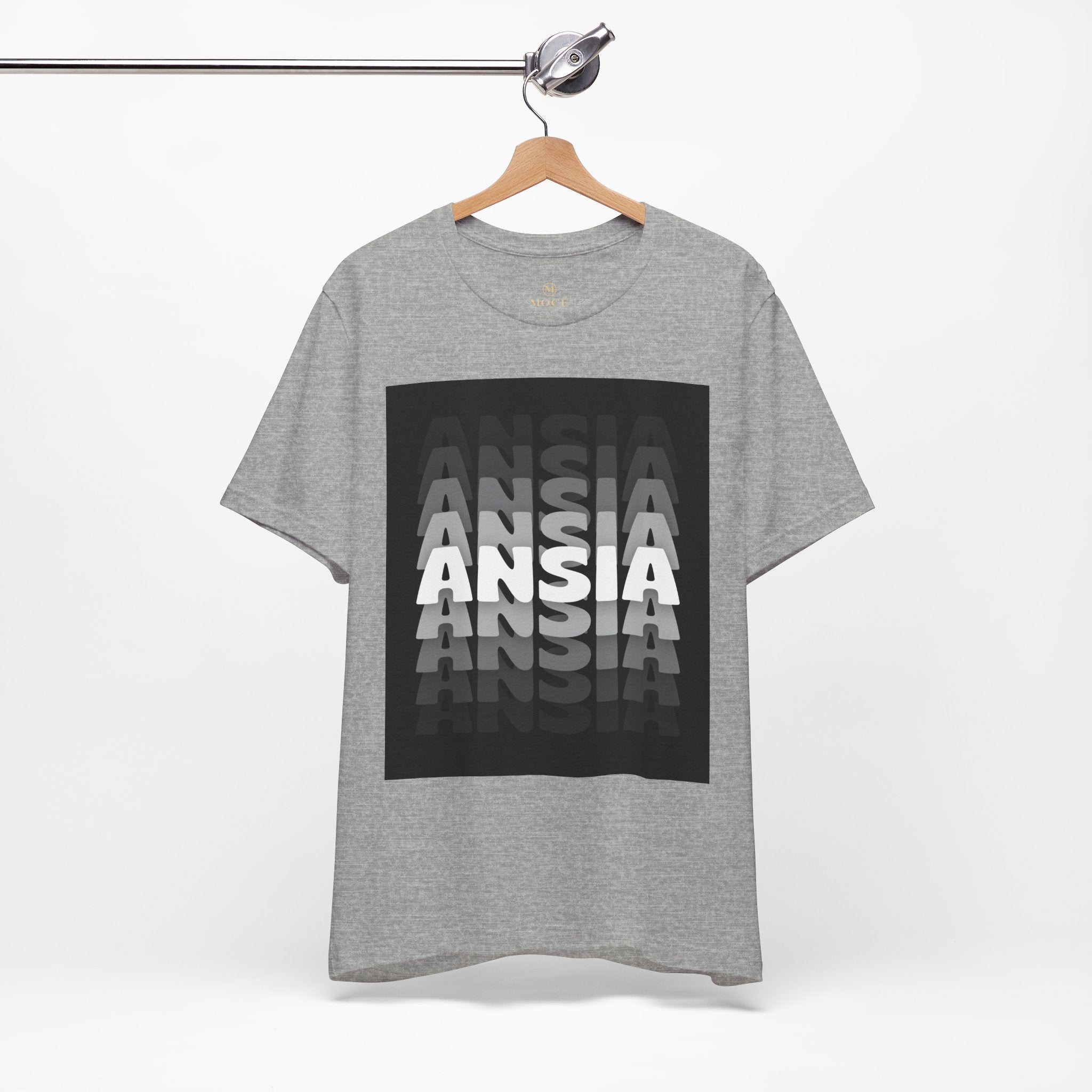 ANSIA Fade Graphic Tee — Monochrome Retro Text Shirt