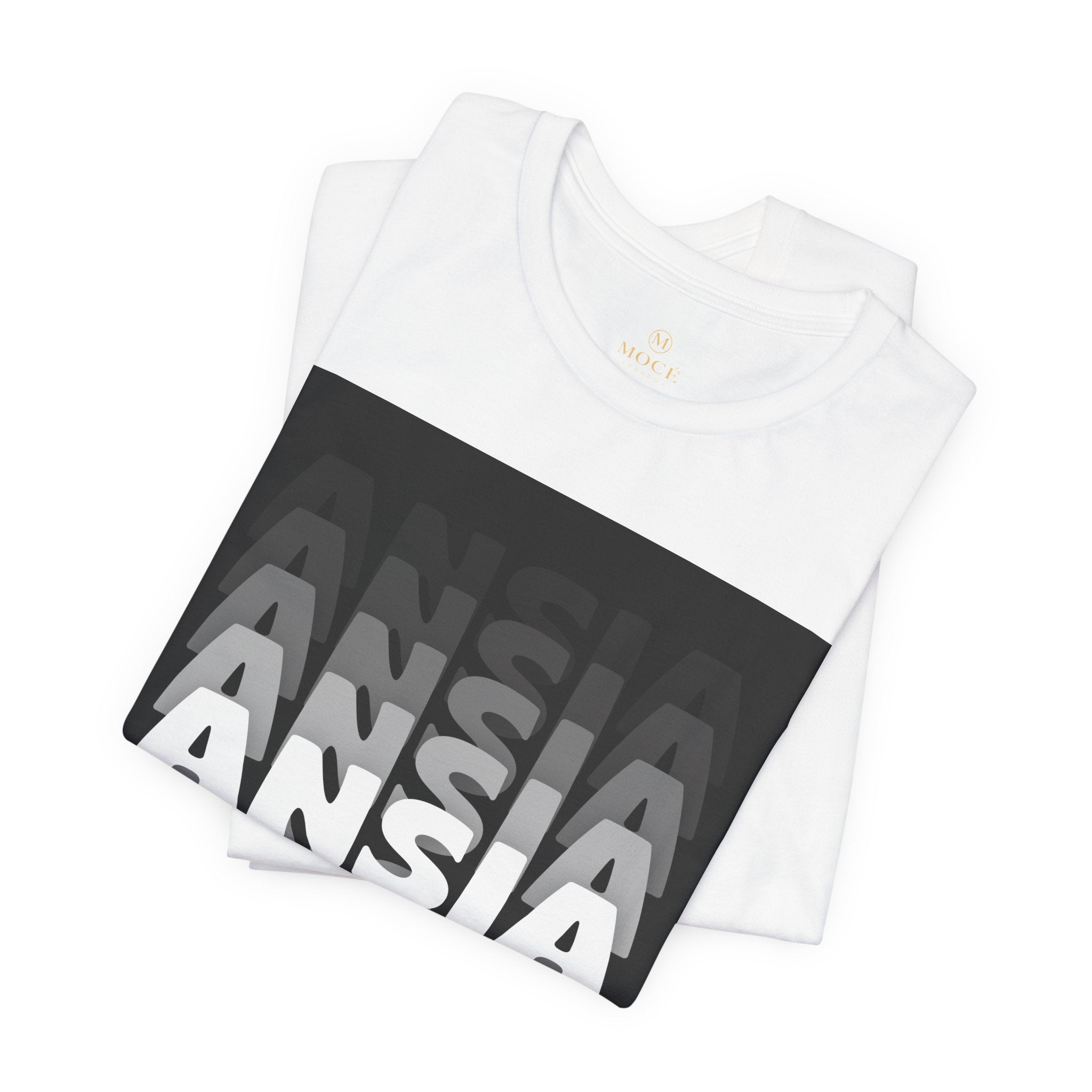 ANSIA Fade Graphic Tee — Monochrome Retro Text Shirt