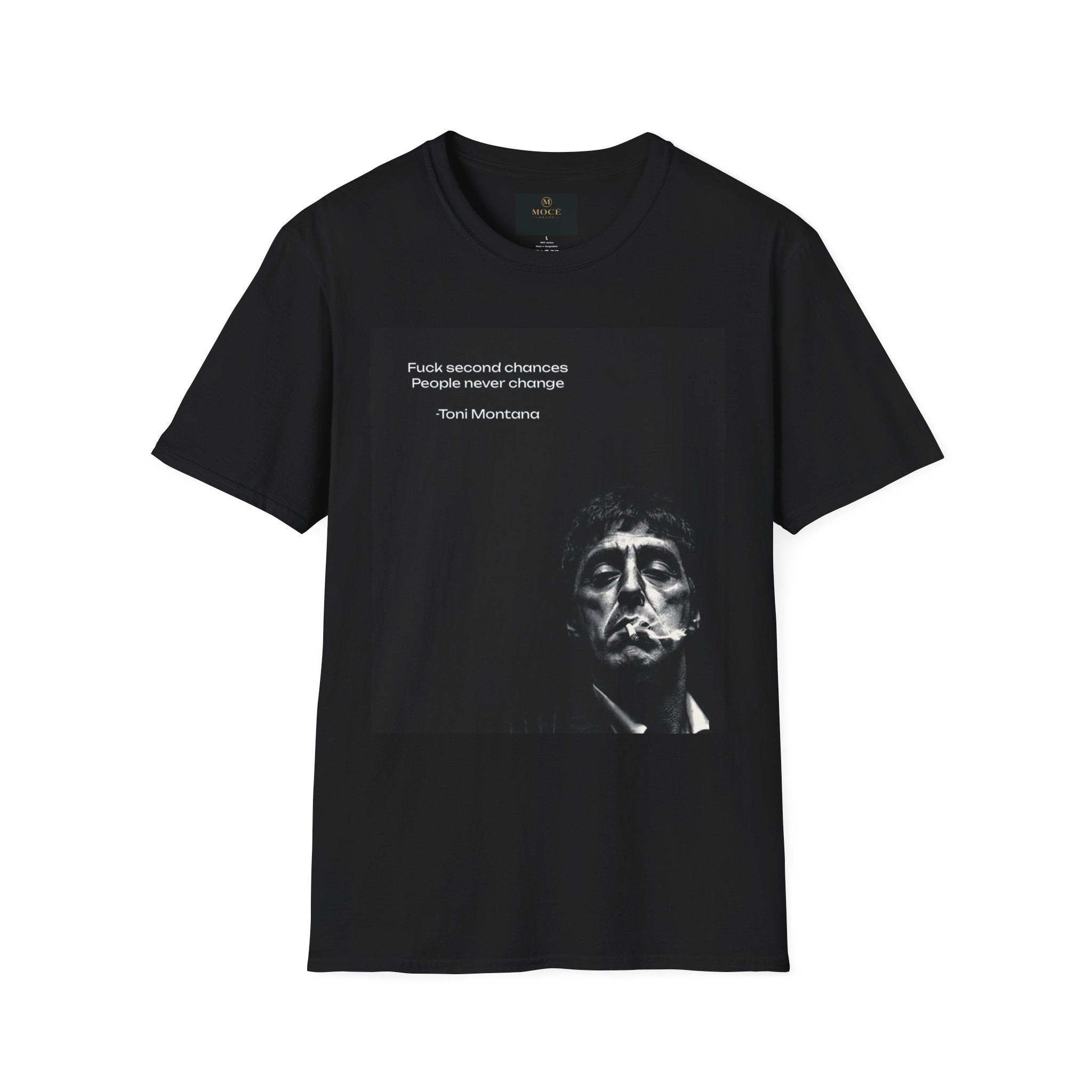 Scarface Noir Portrait T-Shirt — "Push yourself" Quote Graphic Tee