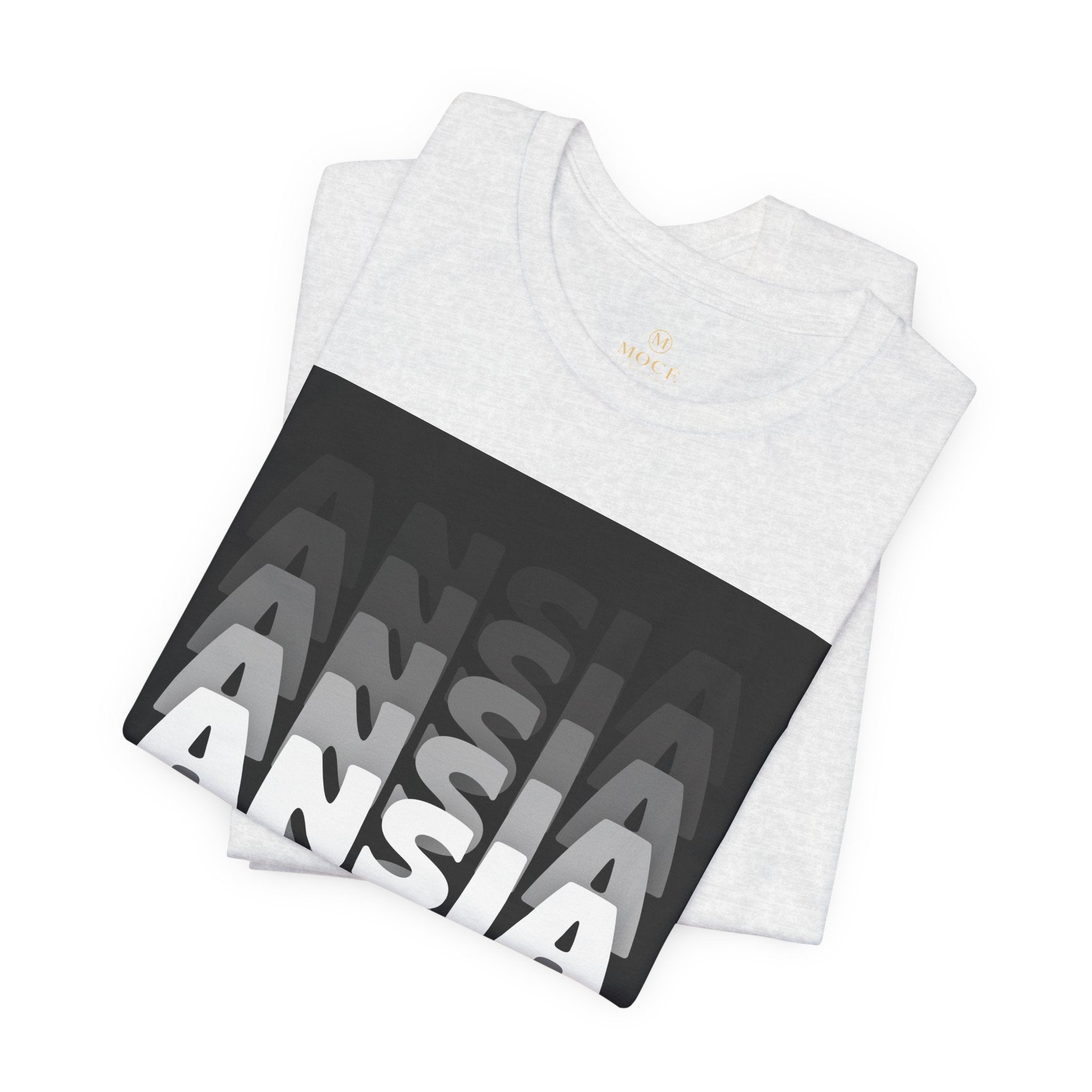 ANSIA Fade Graphic Tee — Monochrome Retro Text Shirt