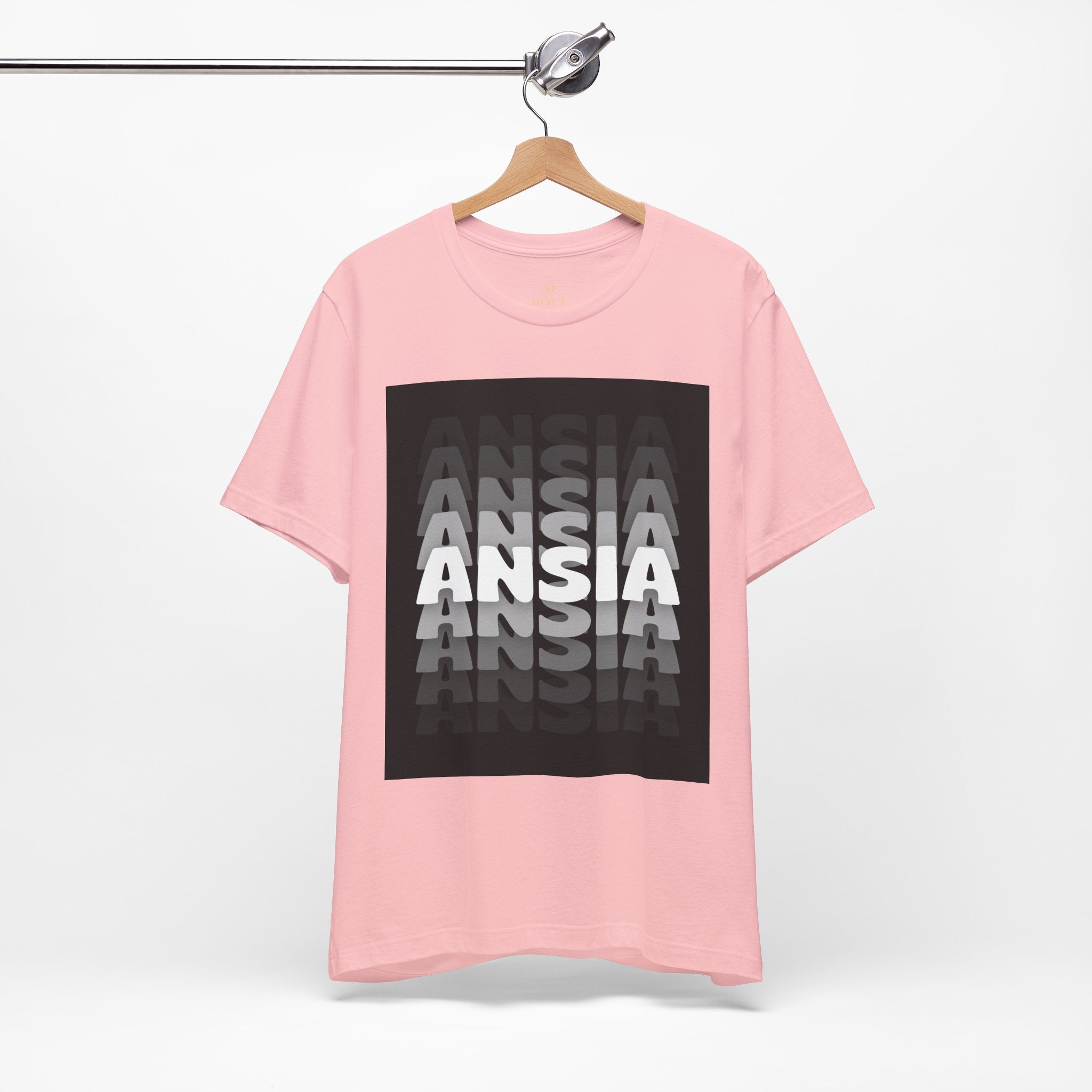 ANSIA Fade Graphic Tee — Monochrome Retro Text Shirt