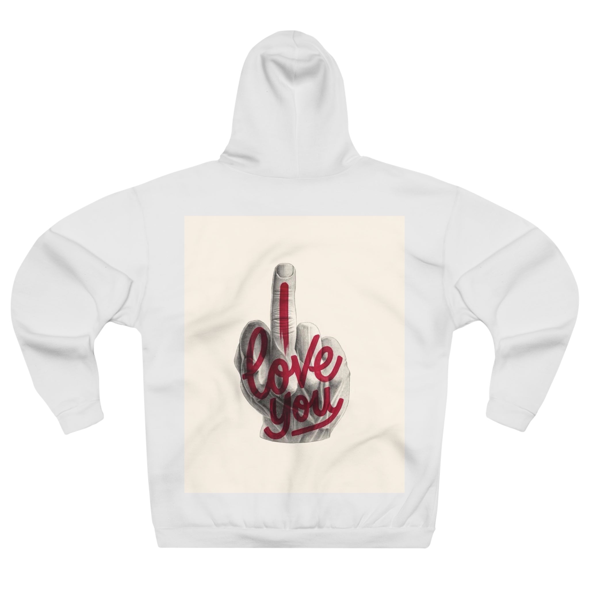 Hoodie - 'Love You' Balloon Middle Finger Graphic Pullover