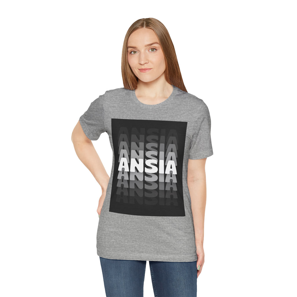 ANSIA Fade Graphic Tee — Monochrome Retro Text Shirt