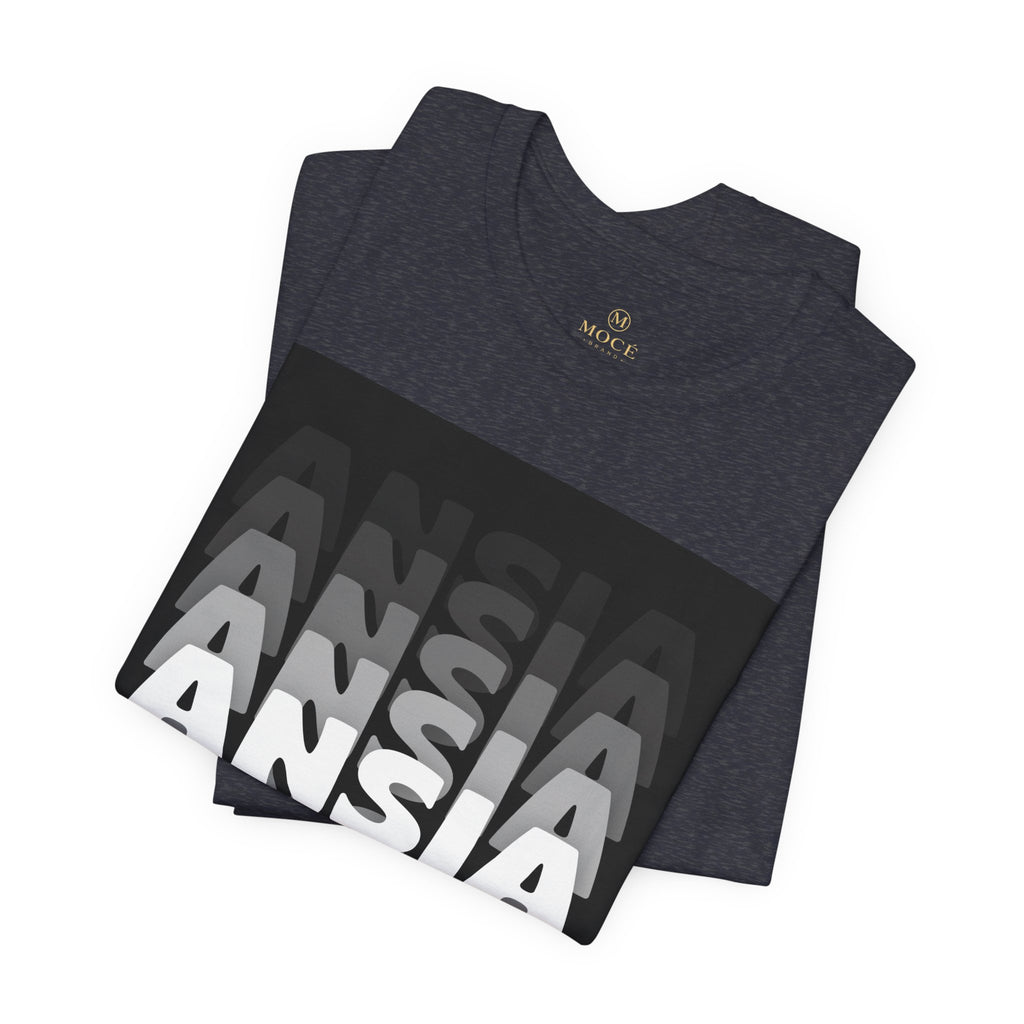 ANSIA Fade Graphic Tee — Monochrome Retro Text Shirt