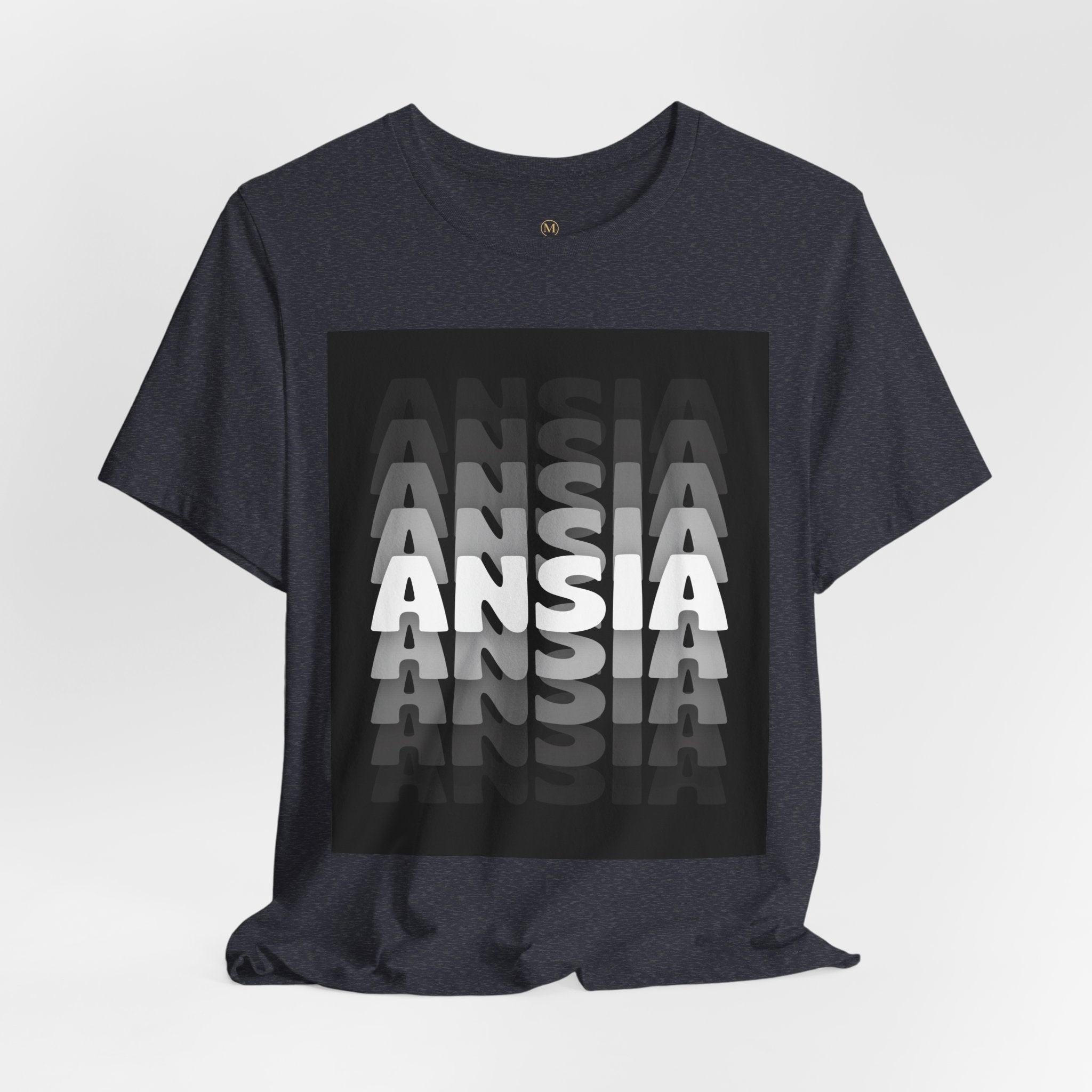 ANSIA Fade Graphic Tee — Monochrome Retro Text Shirt